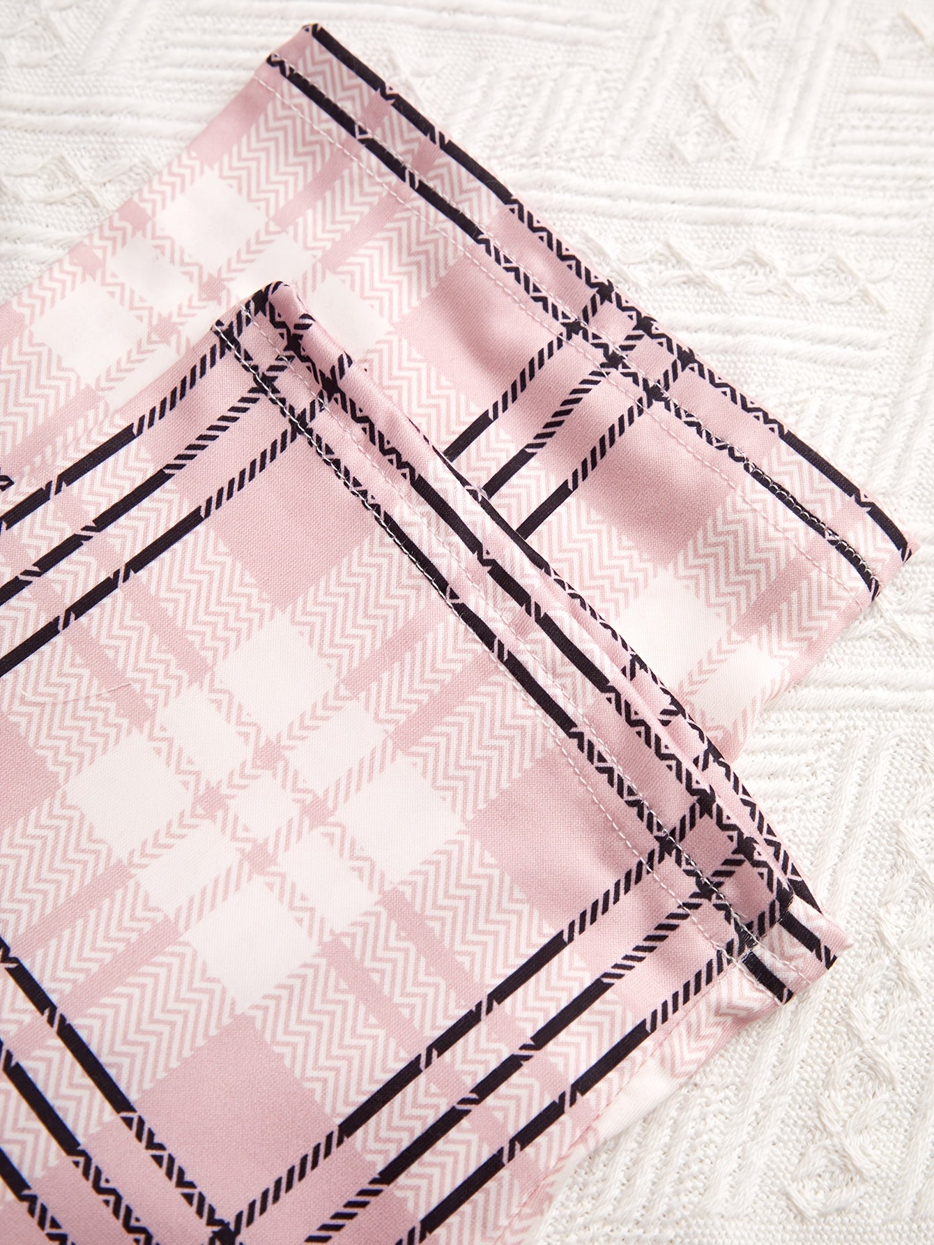 Women's Letter and Plaid Pajama Set Crew Neck Short Sleeve Top Long Pants Micro Elastic Polyester Sleepwear