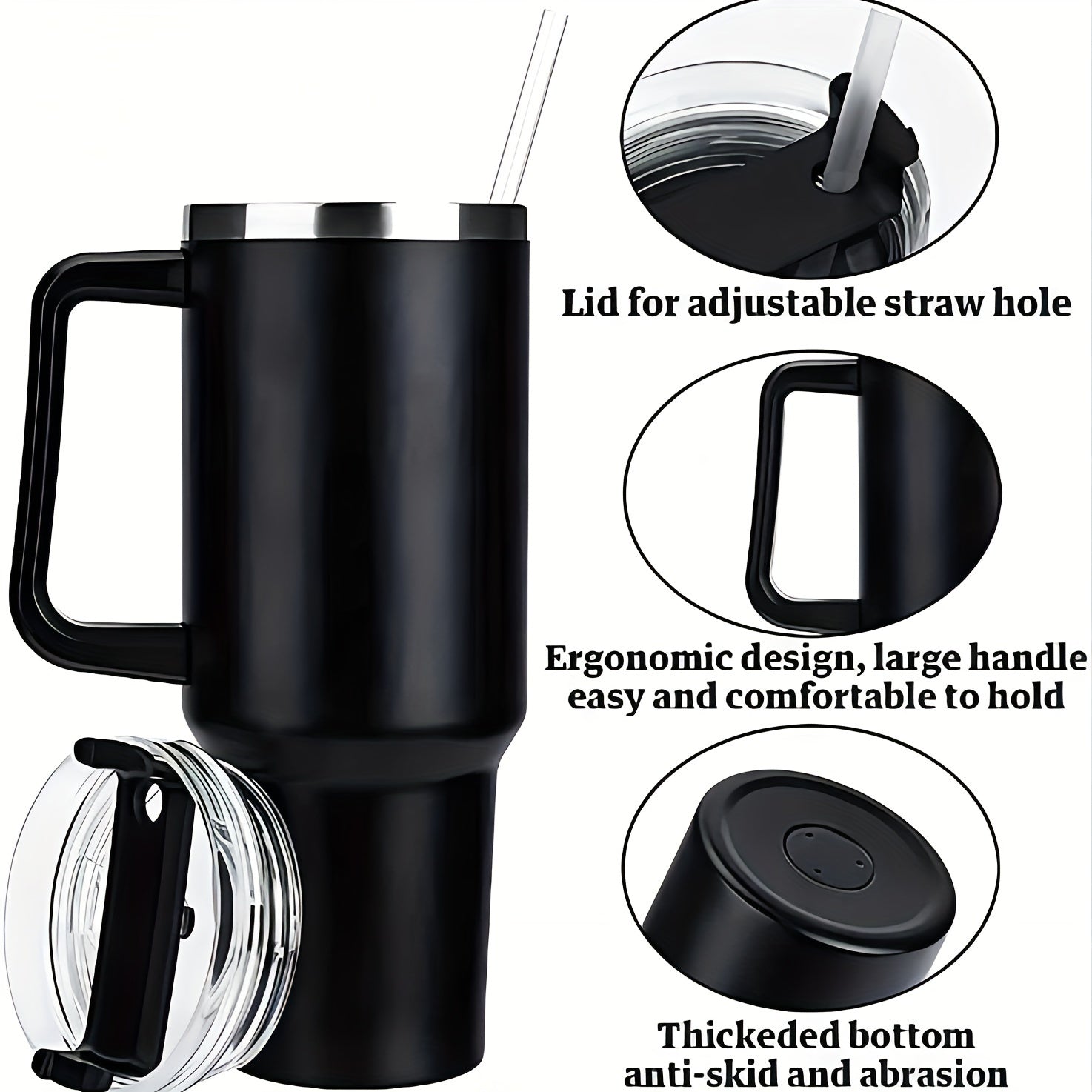 Vaso de acero inoxidable de 40oz con asa y termo de vacío