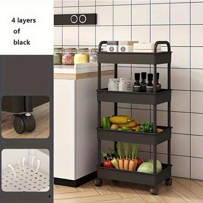 Промышленная тележка с 3-5 уровнями в белом или черном цвете для хранения на кухне