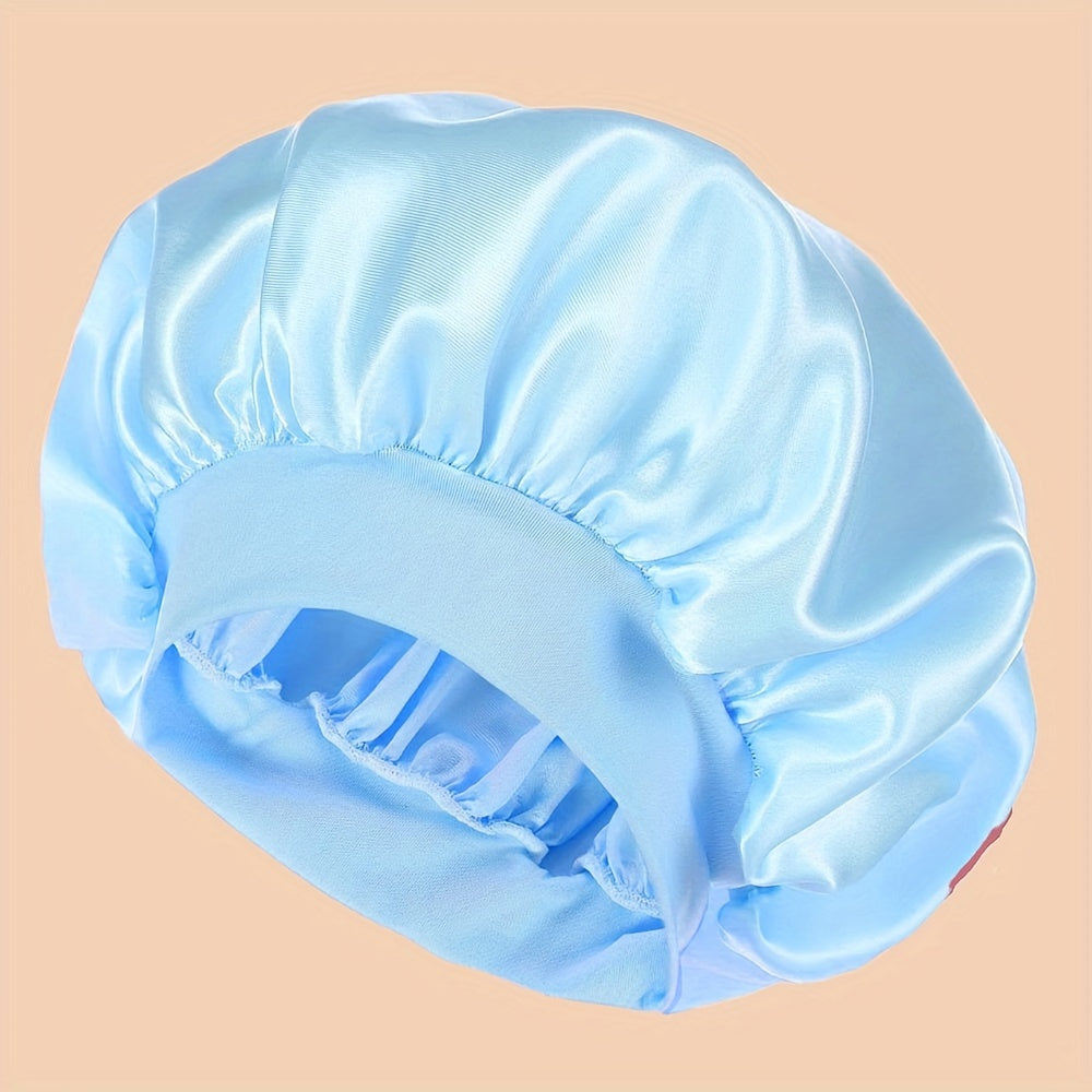 Women's Satin Sleep Cap with Wide Brim for Shower and Bed Use