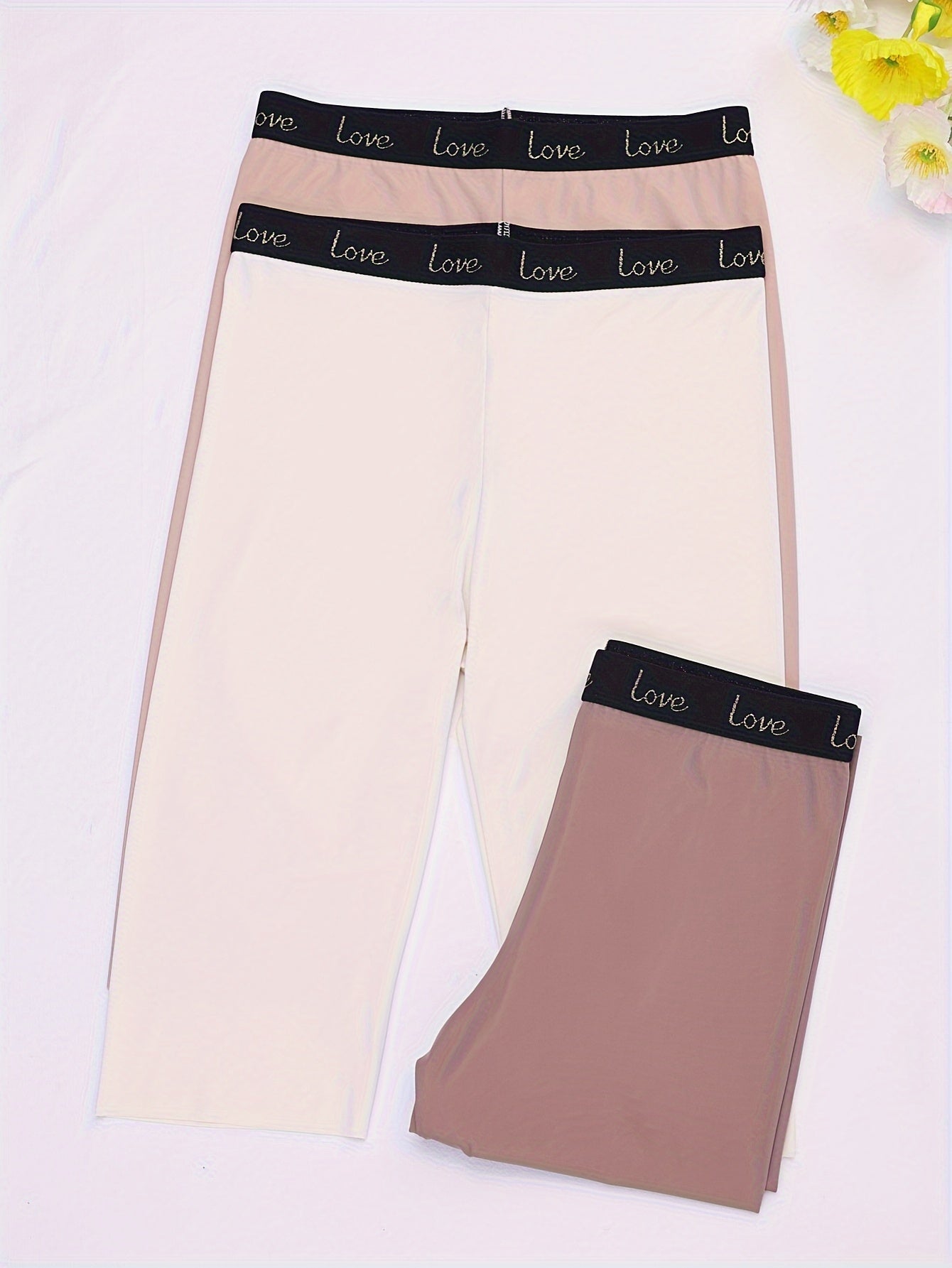 Women's Letter Print Shaping Shorts Tummy Control Compression 3 Pack