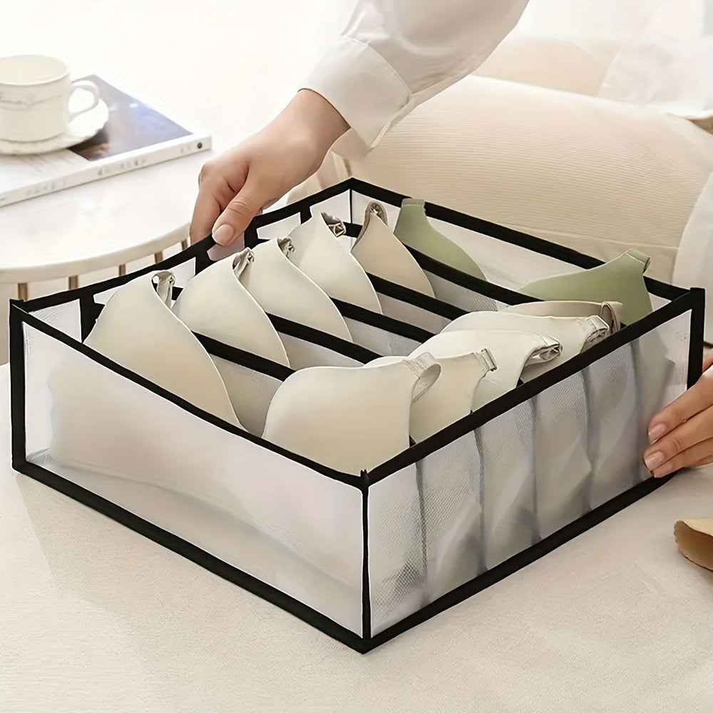 Juego de 3 cajas de almacenamiento de fibra no tejida con divisores para organización de armario