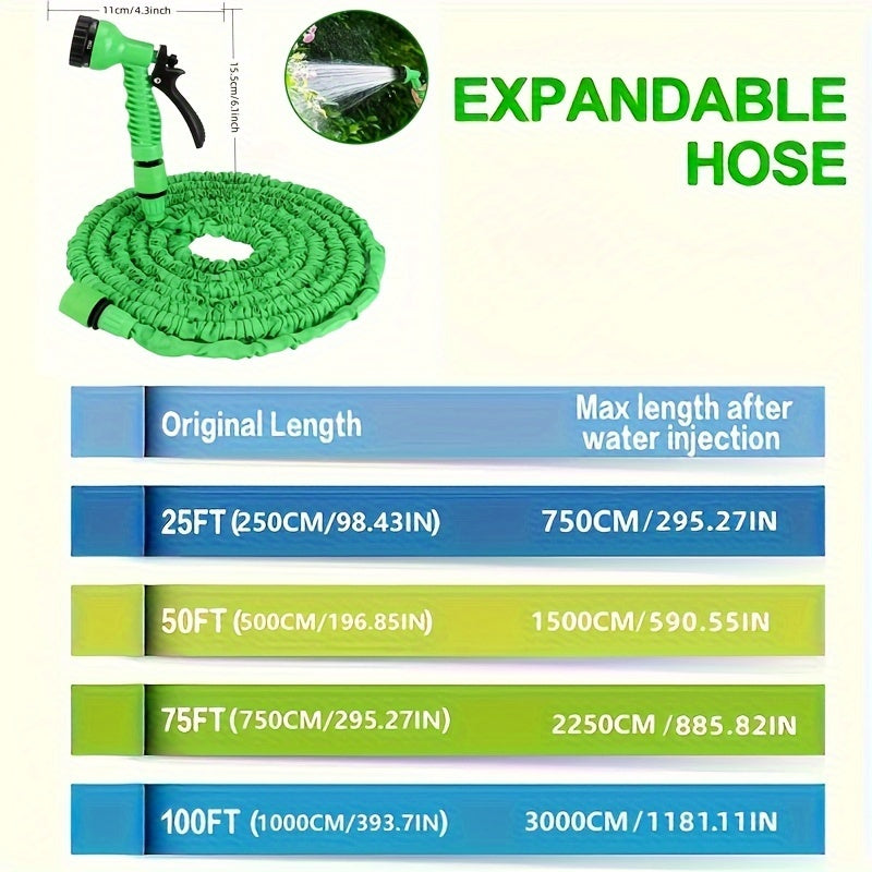 Expandable Garden Hose 25 50 75 100 Feet Watering Car and Pet Bath