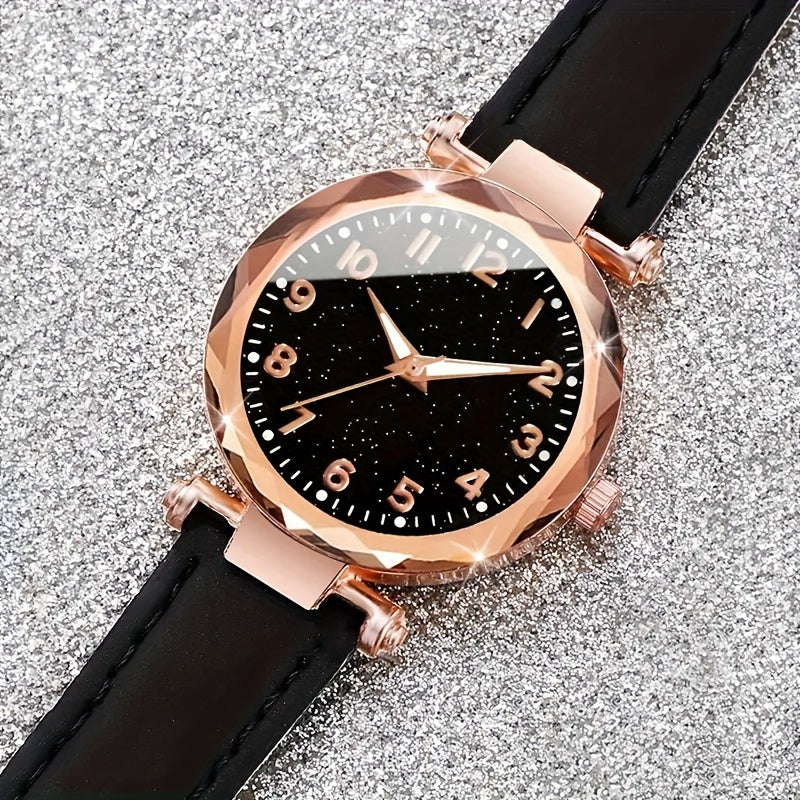 Ayollar uchun Kvarts soat va Kelebek taqinchoq to'plami, qora sun'iy charm, Sevganlar kuni, Paskha, Ramazon, Tug'ilgan kun uchun