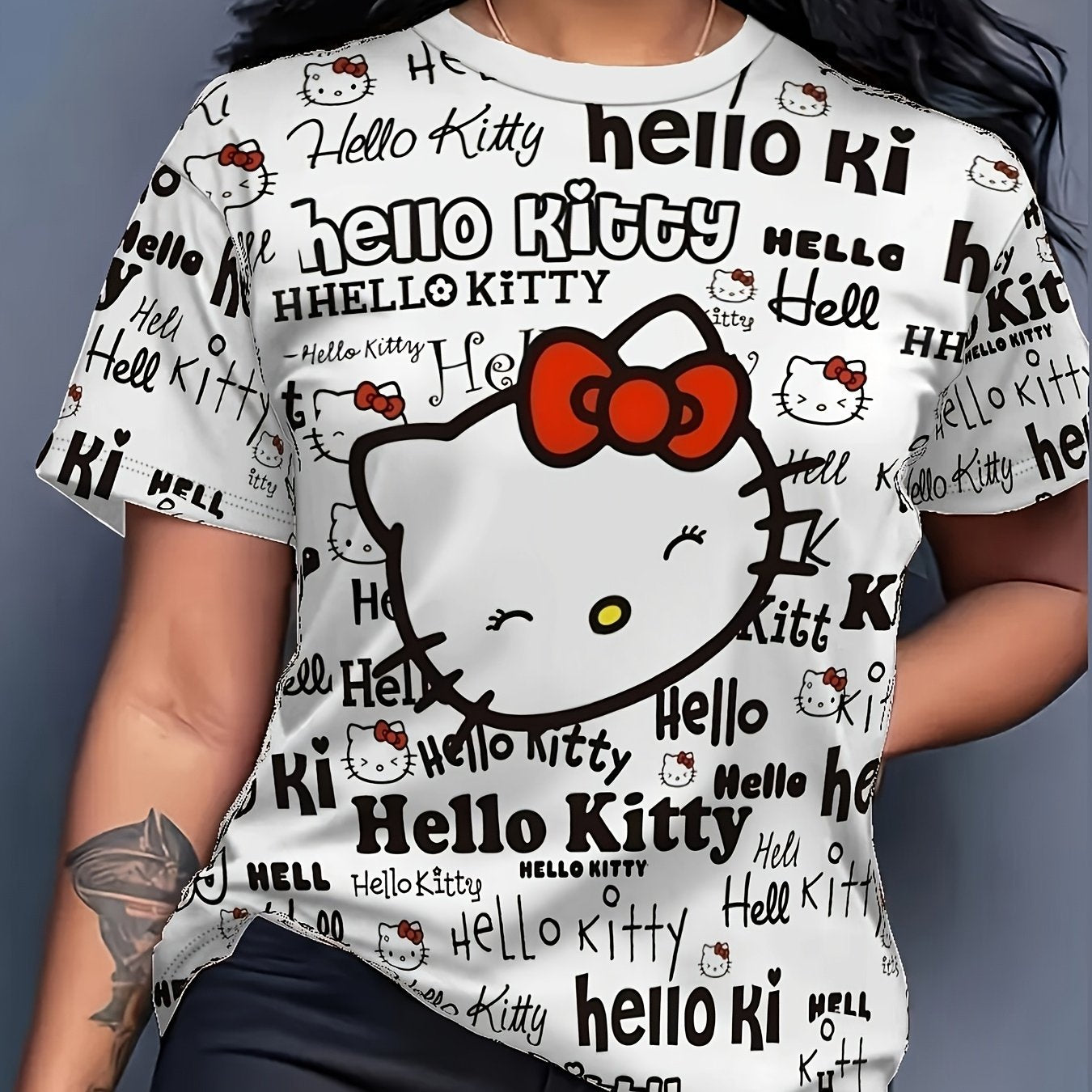 Plus Size Women's Graphic T-Shirt Soft Stretch Cotton Casual Top