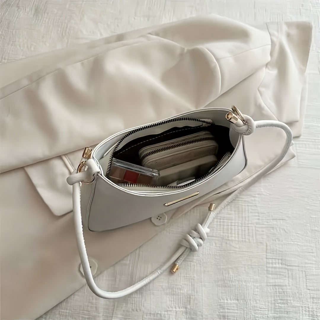 Black Square Handbag with Zipper Closure Crossbody Edge Paint Detail PU Casual Women's