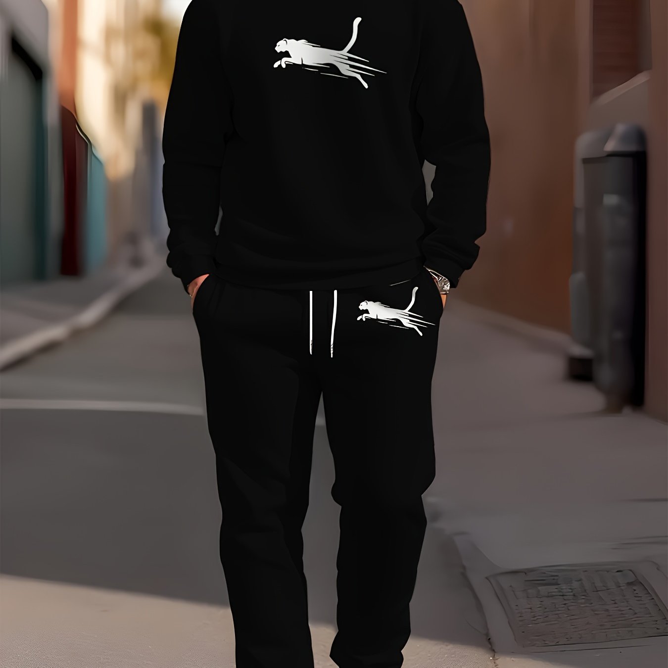 Men's Casual Print Long Sleeve Polyester Outfit