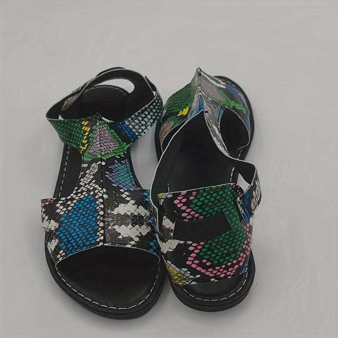 Women's Elegant Solid Color Flat Sandals with Elastic Straps for Summer Vacation