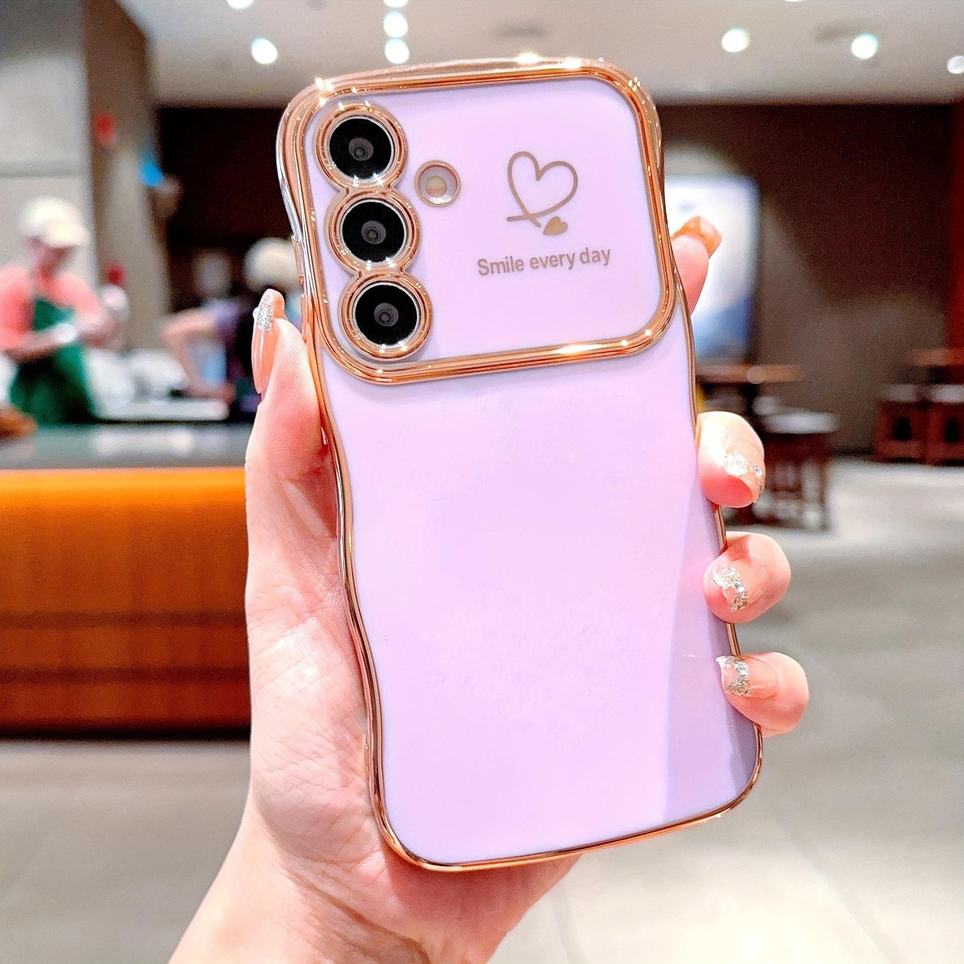 Wave-Shaped Double Heart Electroplated Phone Case for Samsung Galaxy A16 A15 A55 A35 A14 A54