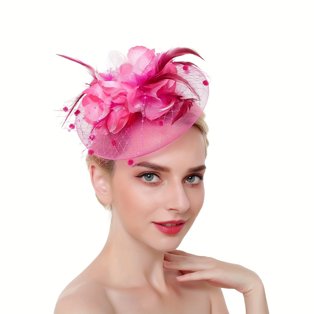 Women's Flower Shaped Fascinator Hat with Mesh for Tea Parties and Special Occasions