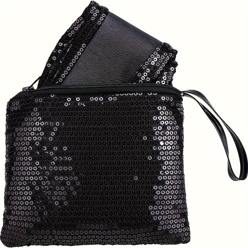 Women's Foldable Portable Travel Ballet Flat Shoes With Sequins and Pouch