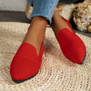 Women's Pink Slip-On Pointed Toe Flats Breathable Fabric All-Season Shoes