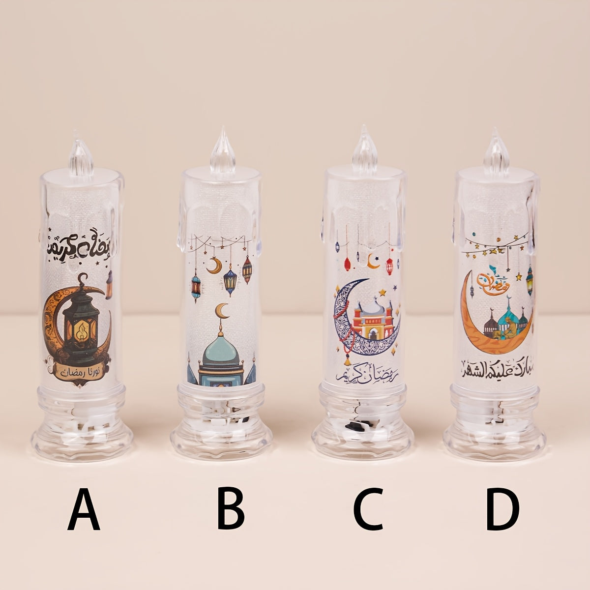 Ramazon bezaklari va bayram muhitini yaratish uchun batareyali LED sham, plastik materialdan tayyorlangan va tugma batareyasi bilan ishlaydi. Ramazon, yotoqxona, sahna rekvizitlari va bayram ta'minoti uchun ideal.