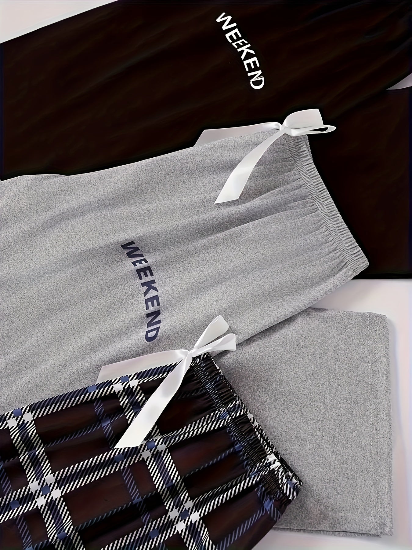 Plus Size Women's Plaid Pajama Bottoms 3-Pack Soft Polyester Sleepwear Shorts