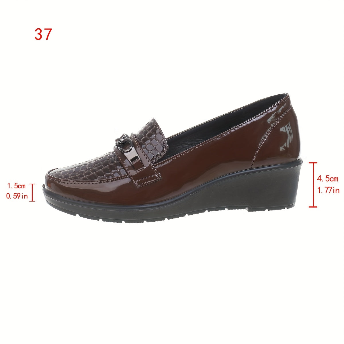 Women's Slip-On Loafers Faux Leather Glossy Finish Buckle Casual Comfortable