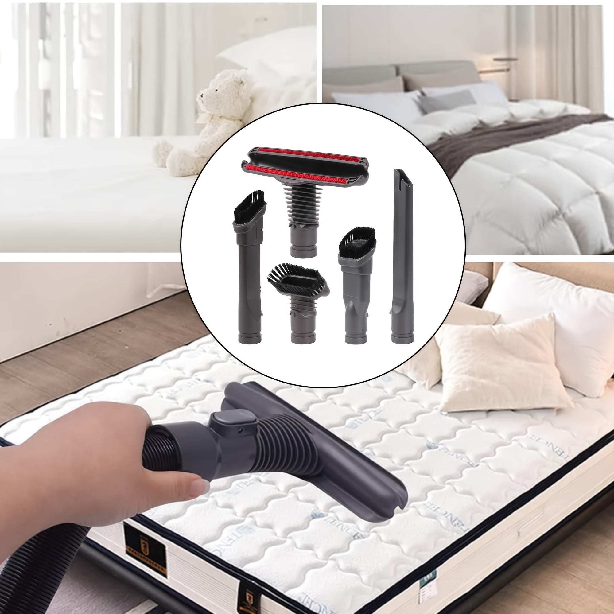 5-Piece Vacuum Cleaner Attachment Kit for Dyson V6 DC Models Plastic Nozzles and Brush Heads