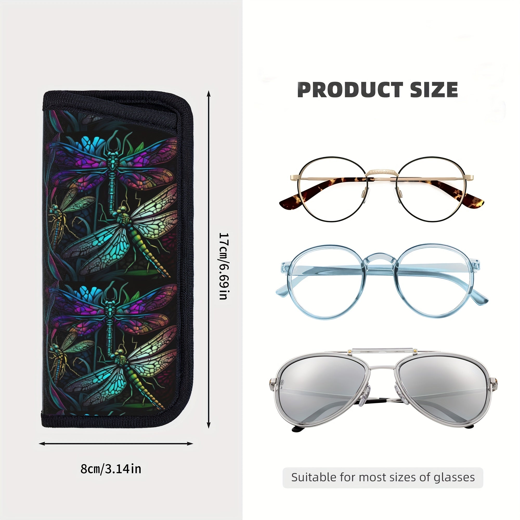 Yog'ochli shisha drakonfly neopren ko'zoynaklar qutisi, chidamli, yumshoq ko'zoynak qopqog'i