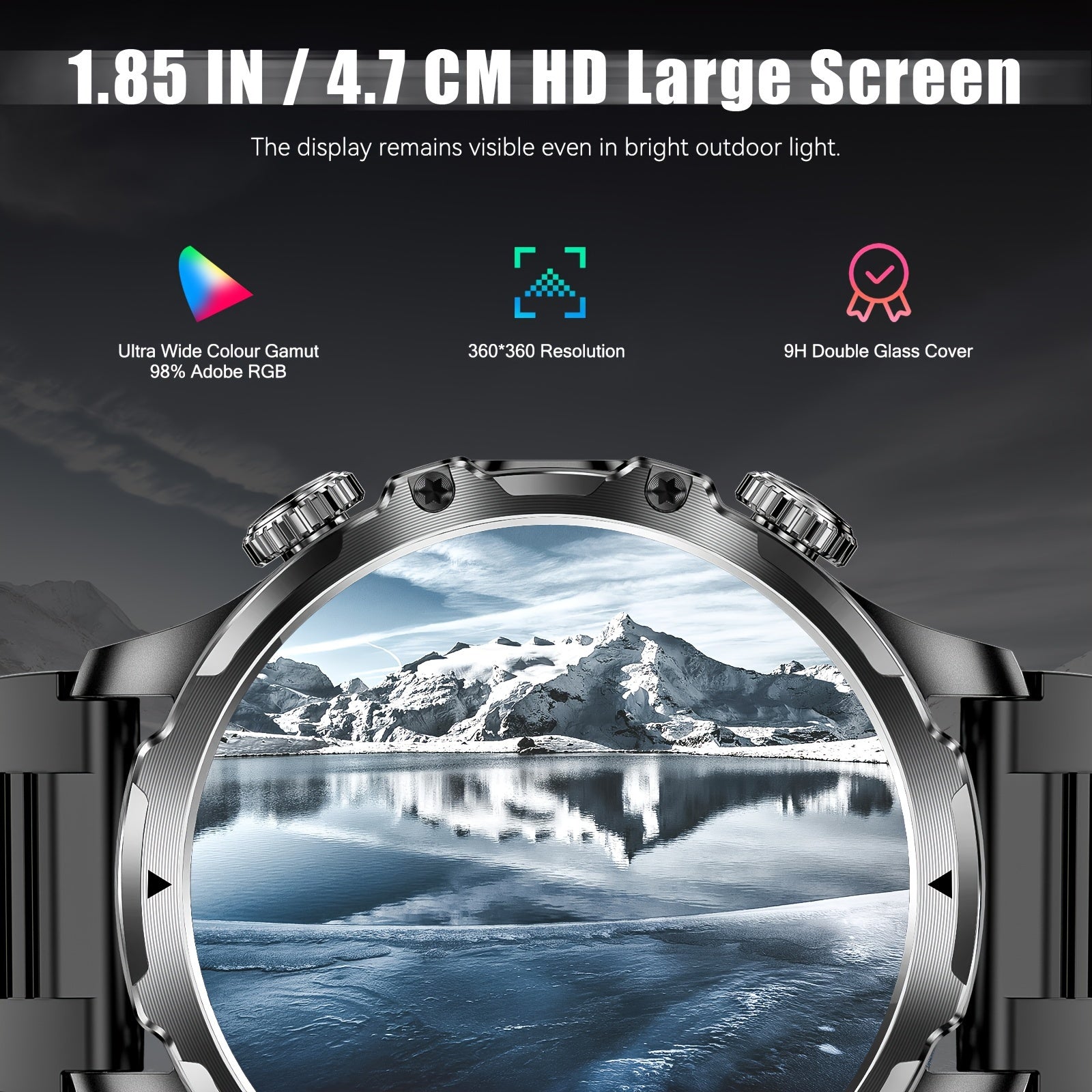 JELLOO 2024 Sport Aqlli Soat 800mAh batareya, 1.85" displey, simsiz qo'ng'iroqni javob berish, LED chiroq, USB zaryadlash, zanglamaydigan po'latdan yasalgan tasma, ko'p sport rejimlari, iPhone va Android uchun