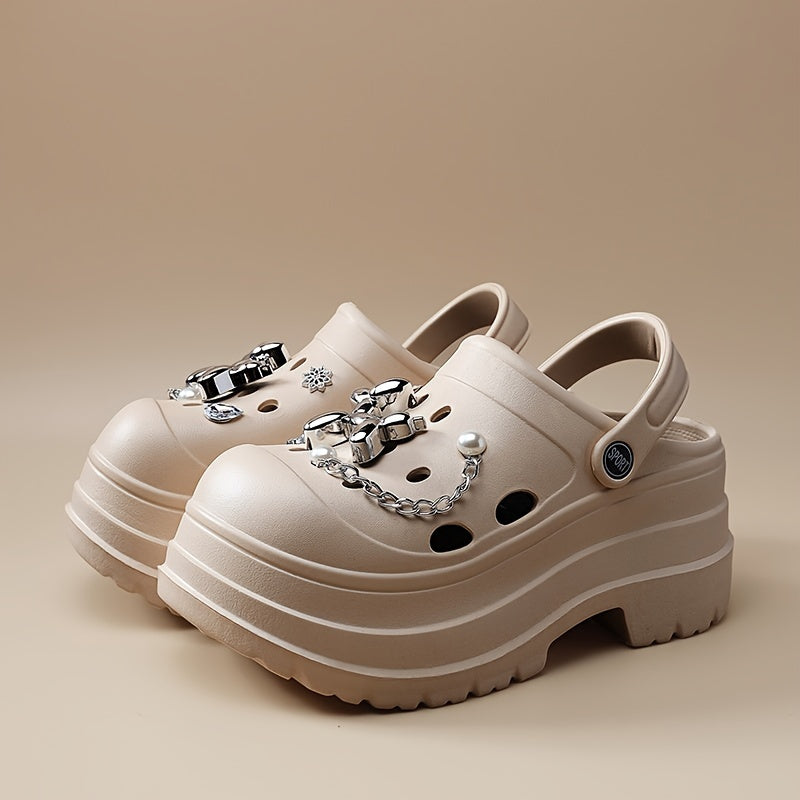 Women's Sequin Embellished Comfort Clogs Water-Resistant Non-Slip Flats