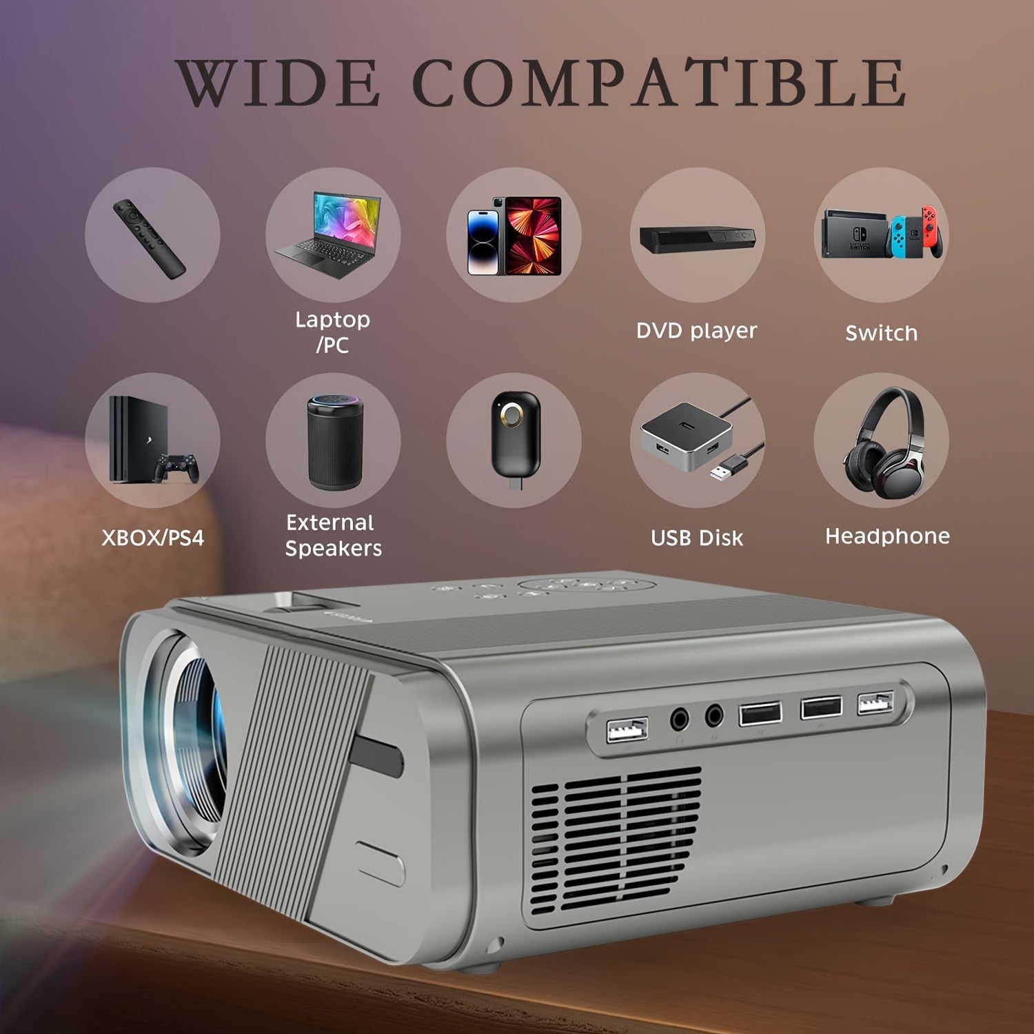 Portable LED Projector for Home Theater 1080P WiFi 15000 Lumens
