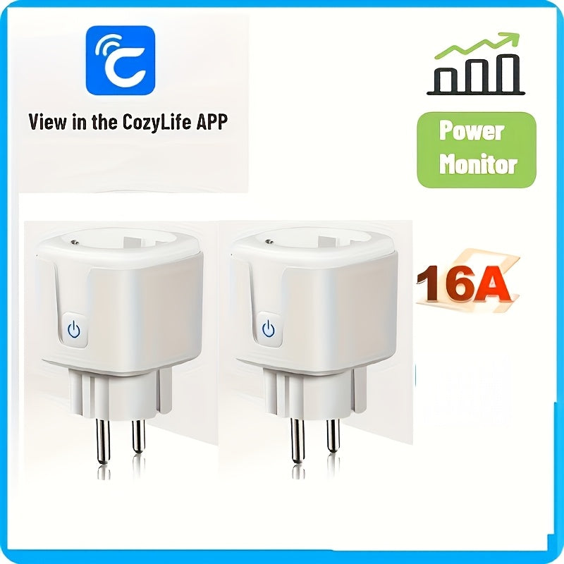 Enchufe inteligente europeo con monitorización de energía, Alexa, Google Assistant, temporizador, control remoto 16A