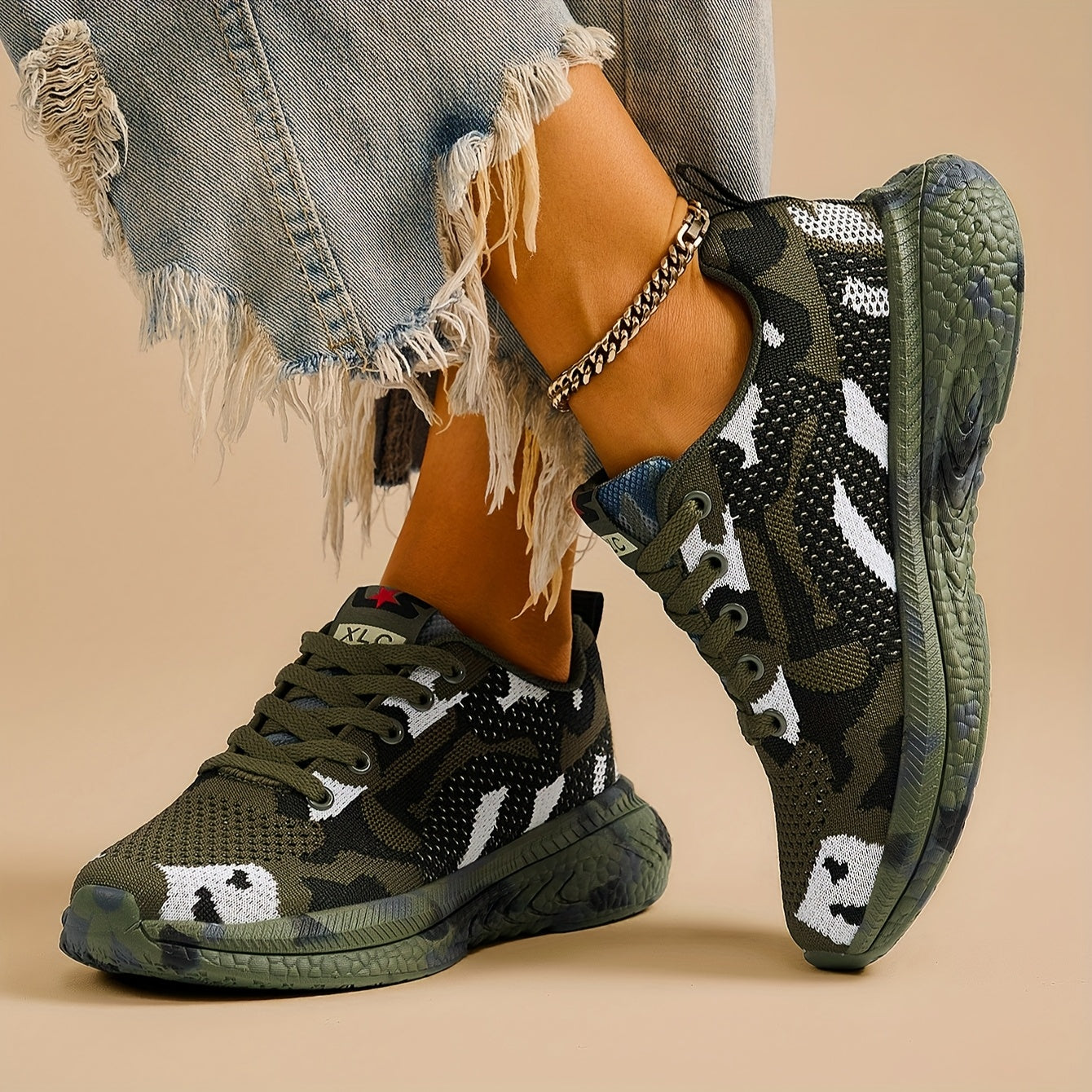 Women's Camo Mesh Sneakers Lightweight Comfort Breathable Shoes