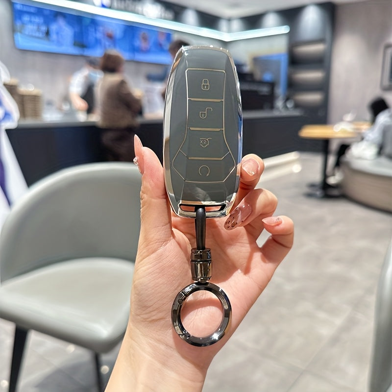 Universal TPU Car Key Fob Cover Black Gold Accents for Smart Keys