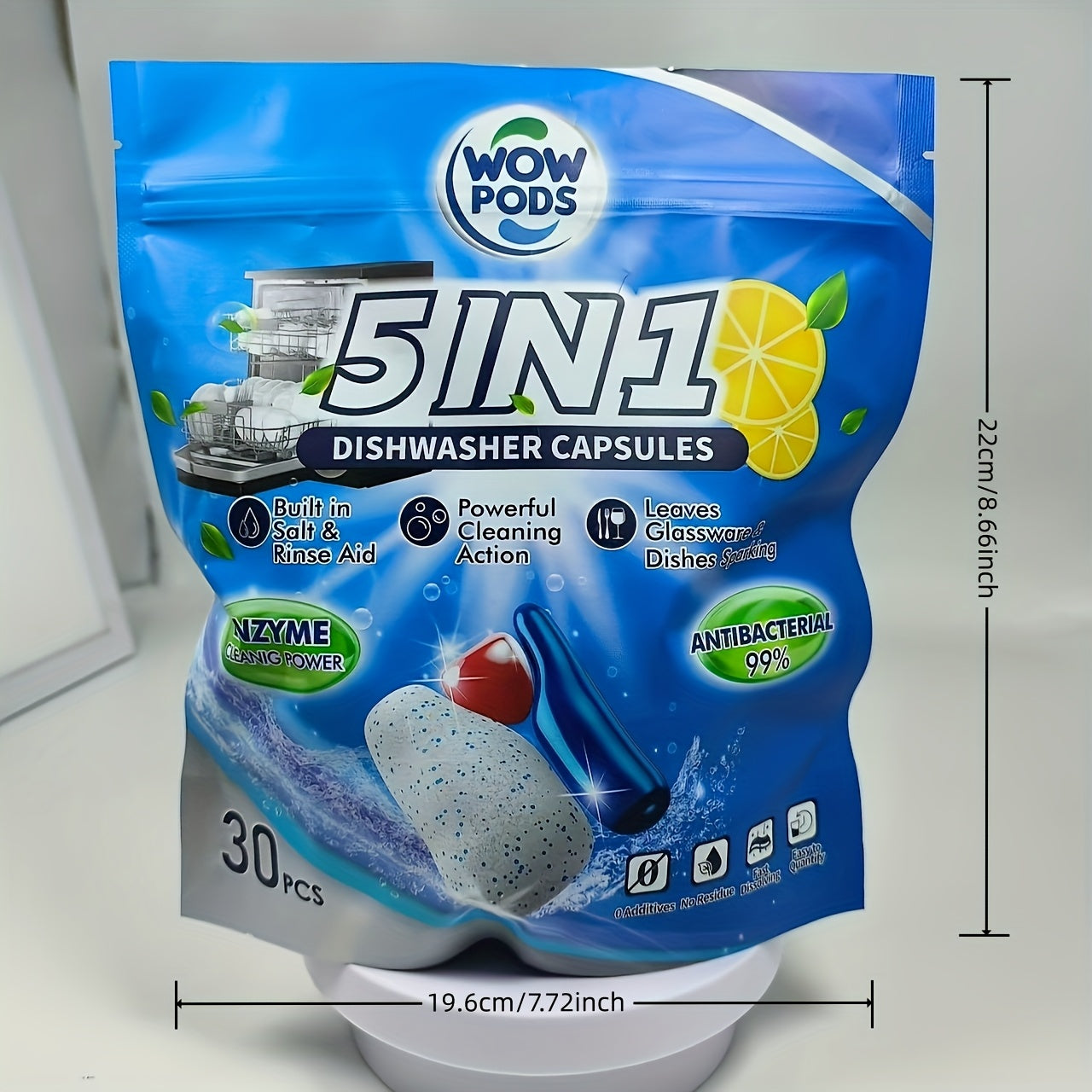 Cápsulas para lavavajillas líquido todo en uno, poder de limpieza triple acción para grasa y manchas
