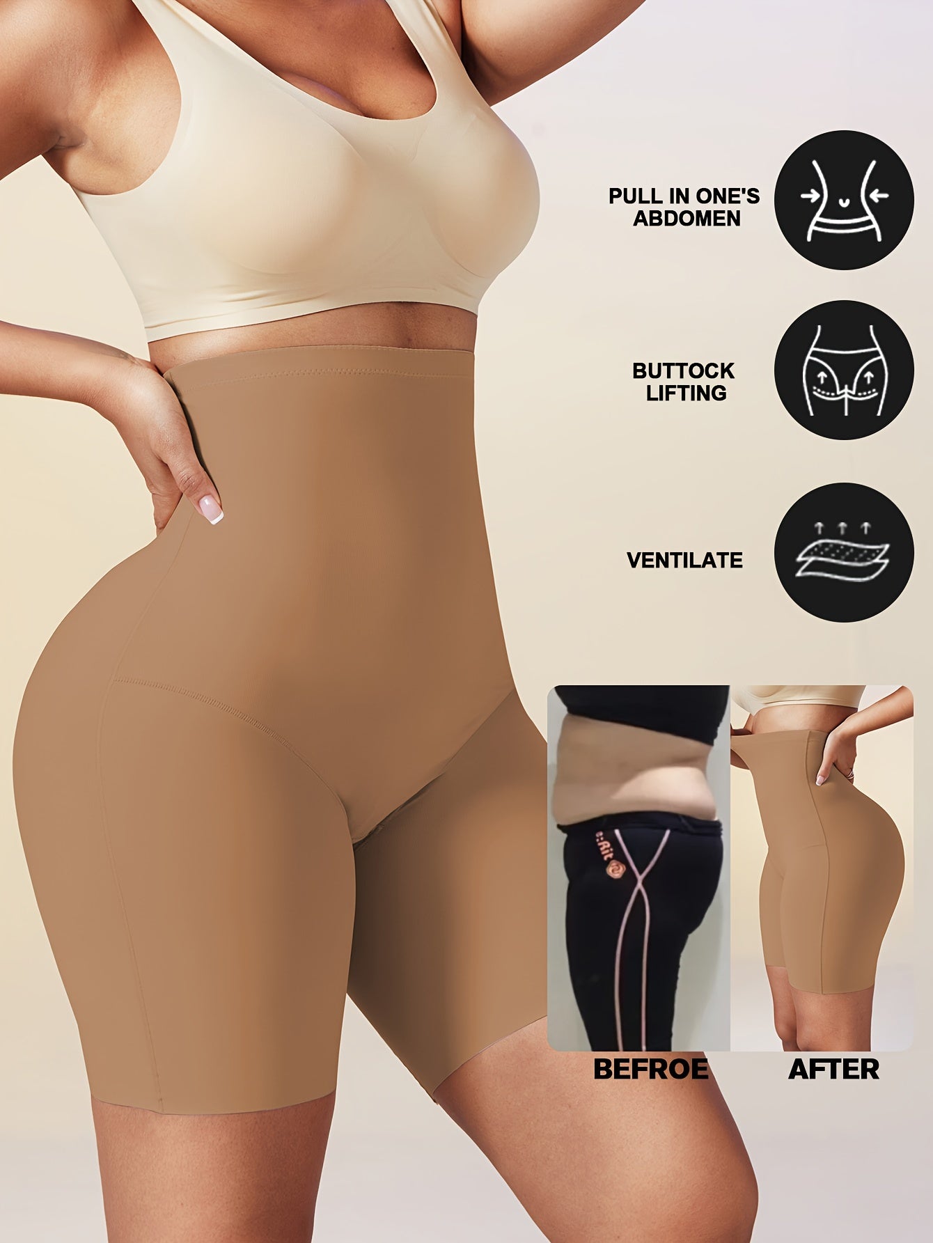 Seamless High Waist Body Shaping Shorts for Autumn and Winter with Hip Lifting and Warmth