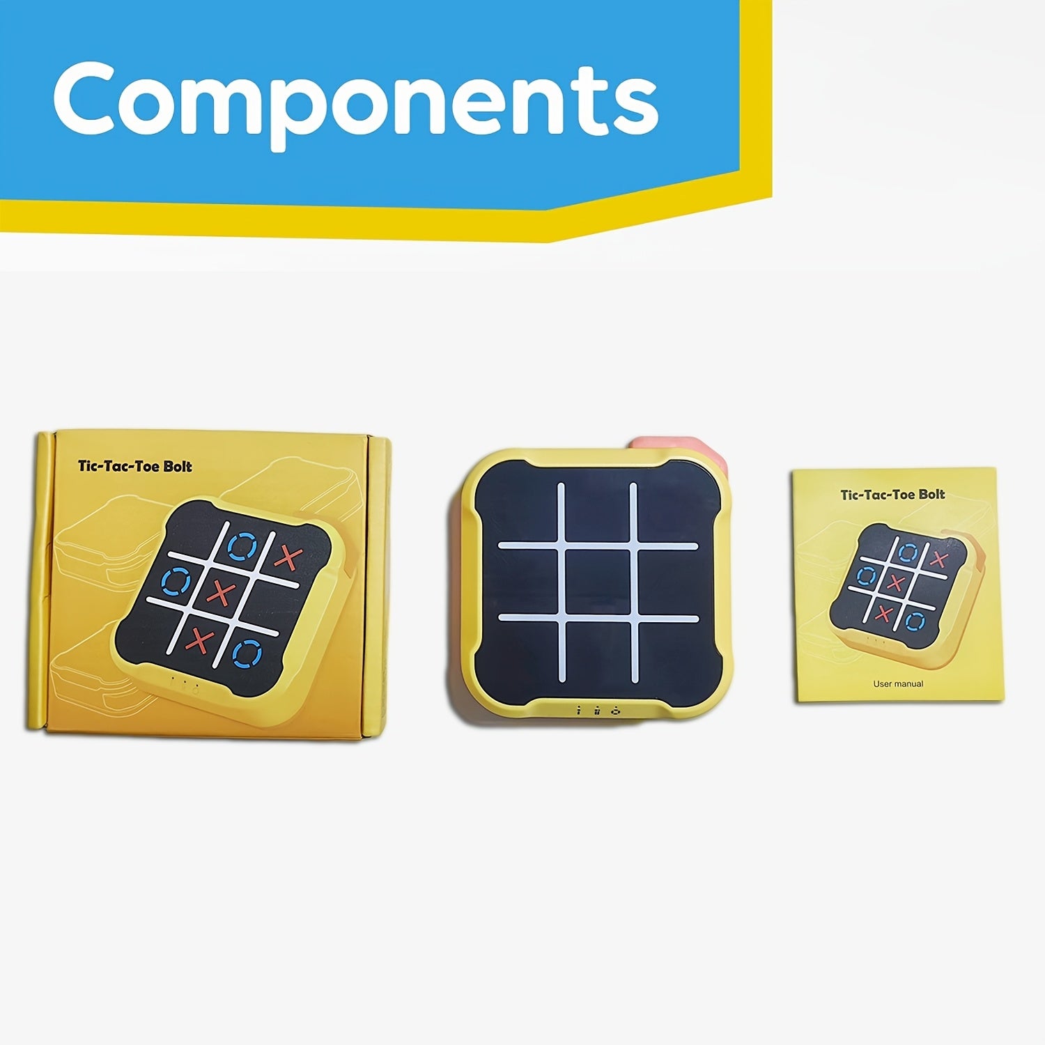 Yellow Portable Tic-Tac-Toe Game for Kids Ages 6+ Travel Family Gatherings