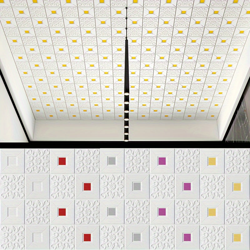 70x70cm 10-Piece 3D Foam Wall Stickers Self-Adhesive for Living Room Bedroom Decor