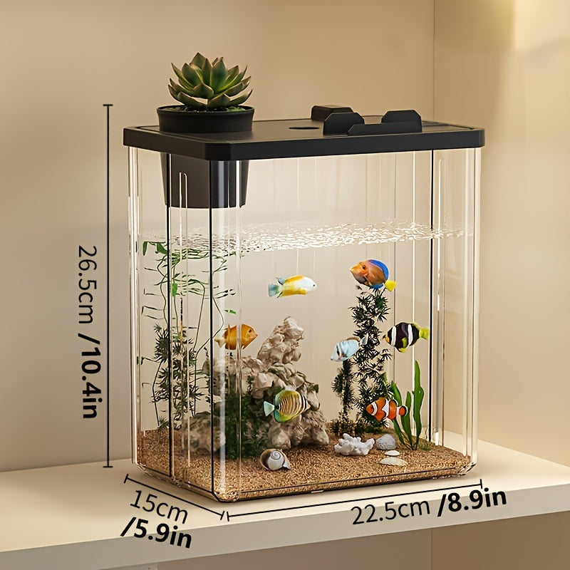 Desktop Aquarium for Goldfish Small Pets Acrylic Rectangular Office Decor
