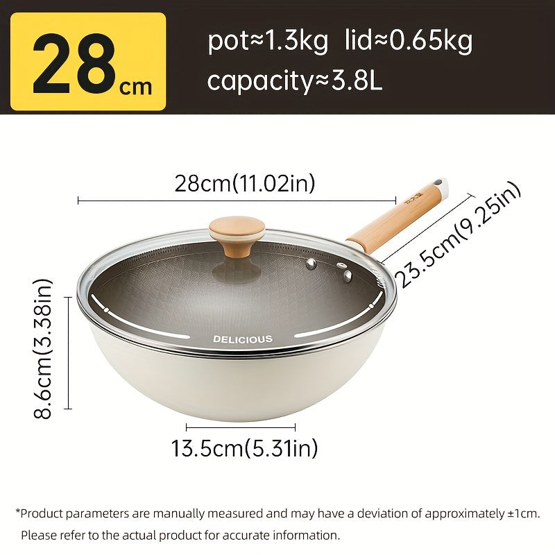 Non-Stick Titanium Coated Wok Pan, Induction Compatible, Healthy Cooking