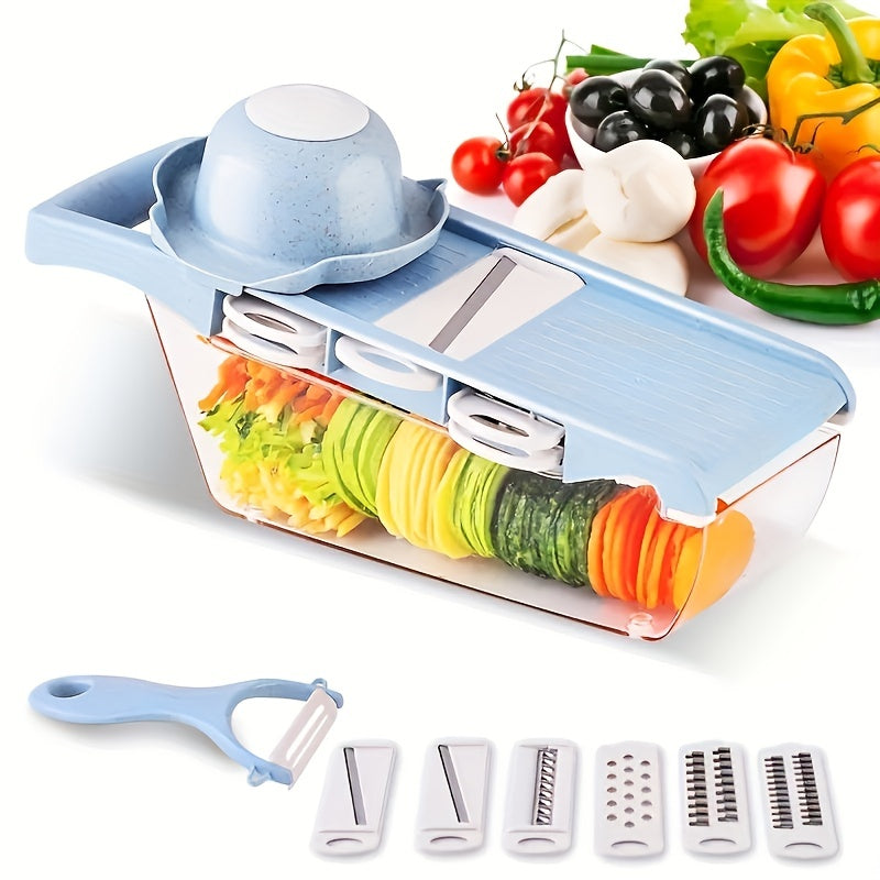Vegetable Chopper and Slicer Set with Container, Manual Food Grater, Onion Mincer