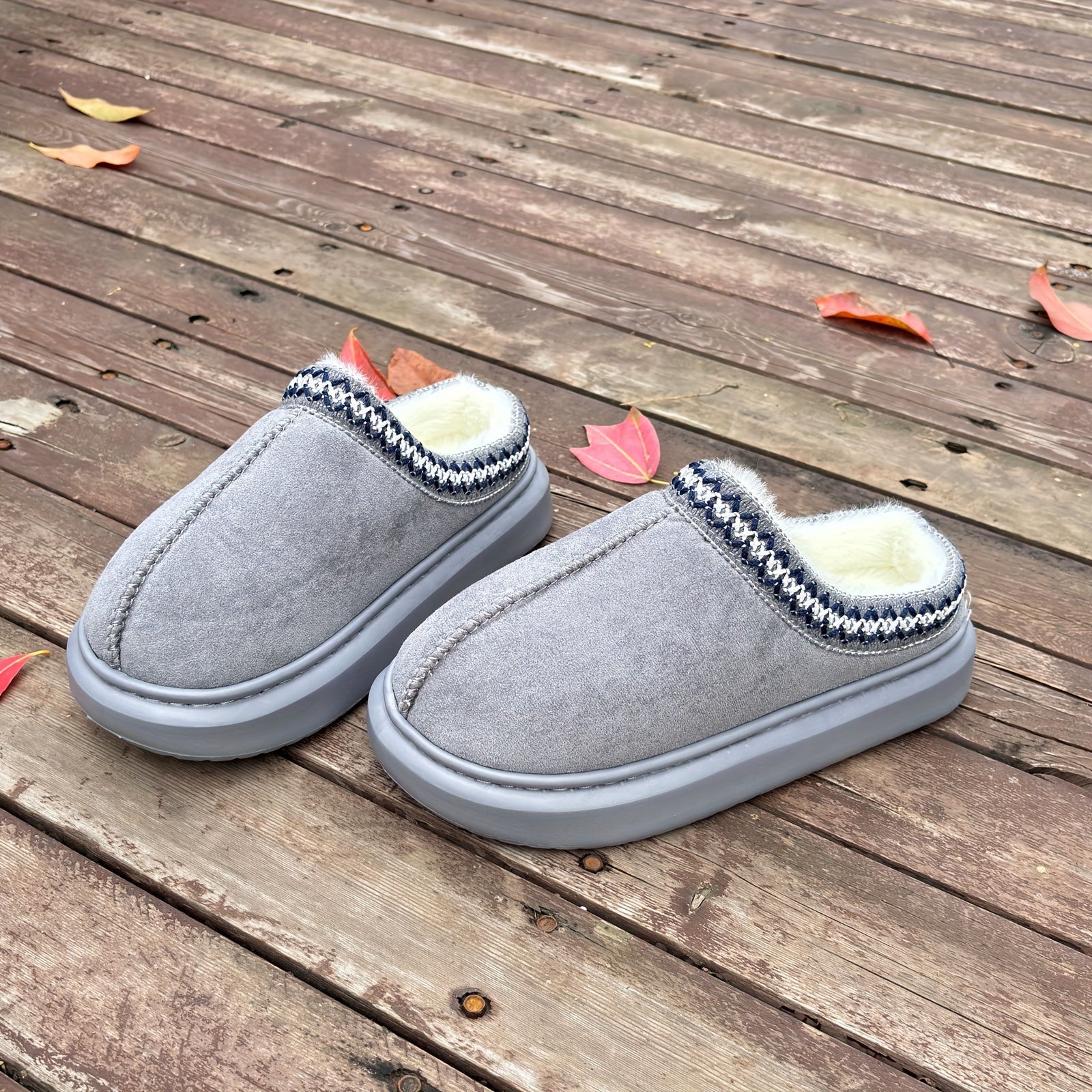 Женские плюшевые тапочки уютные тёплые нескользящие домашние обувь бежевый черный