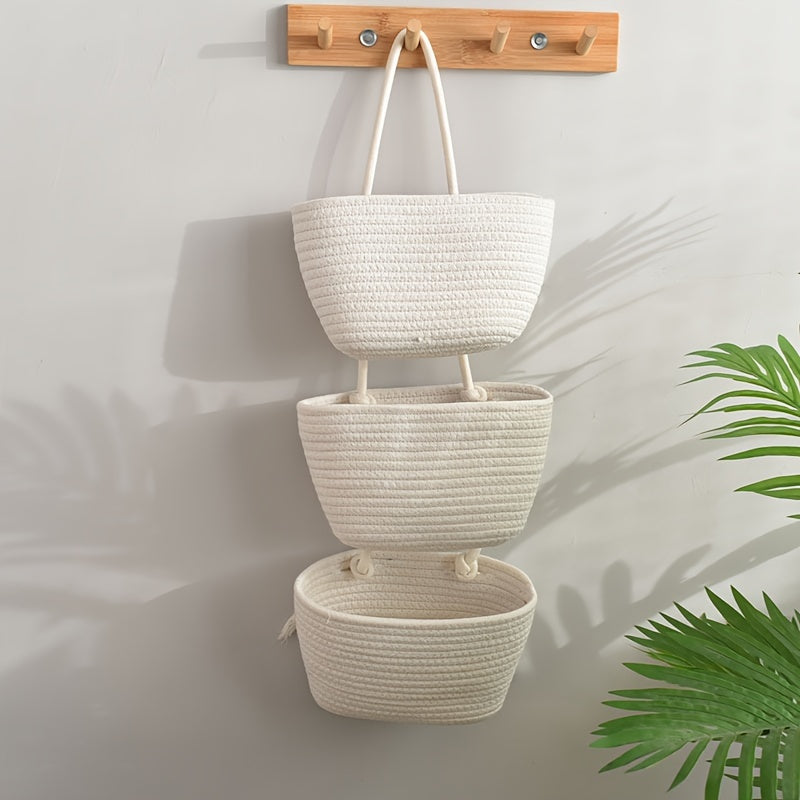 Foldable 3-Layer Wall Hanging Storage Basket for Cosmetics Toiletries Socks