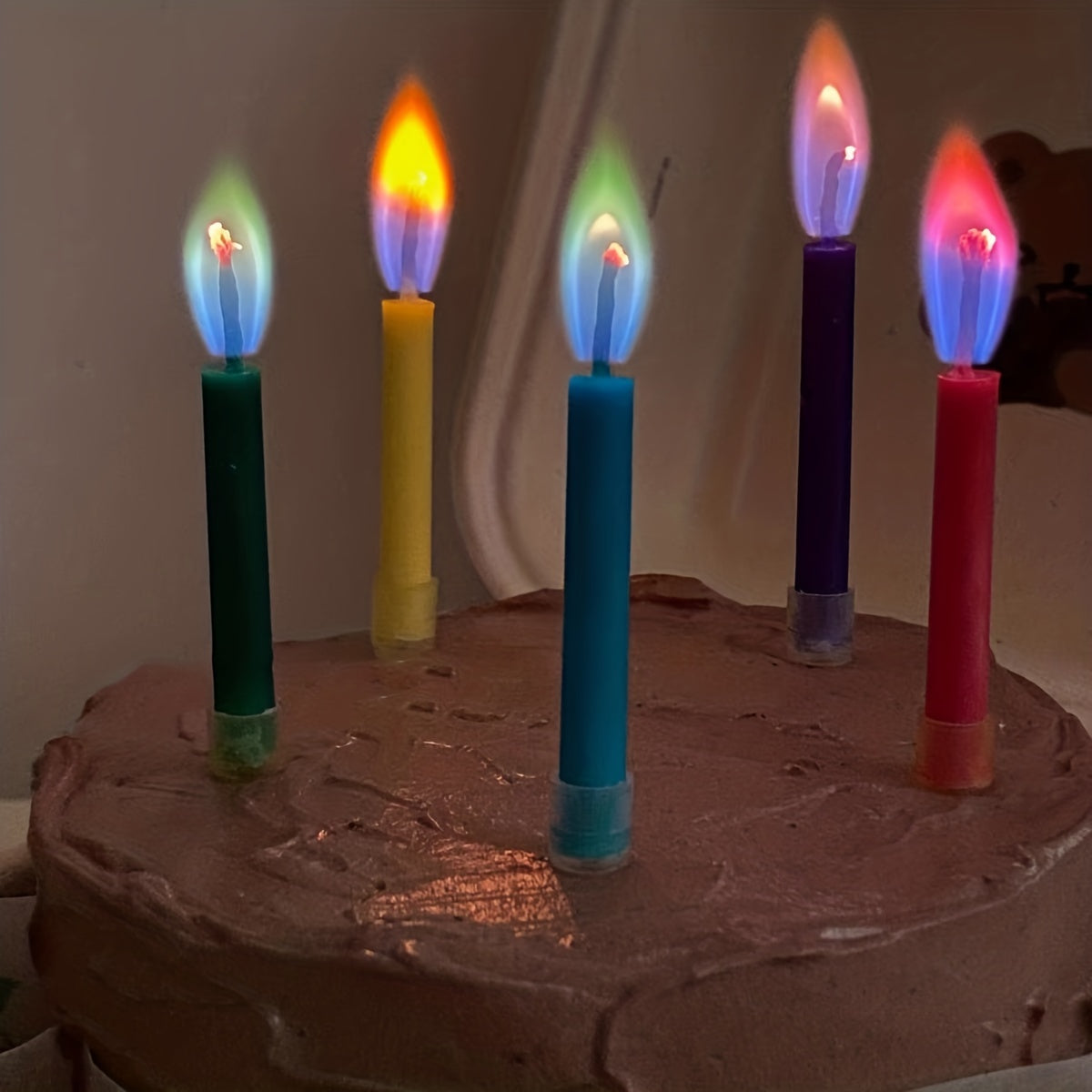 Multicolor Flame Birthday Candles for Cakes and Celebrations, 12 Pieces