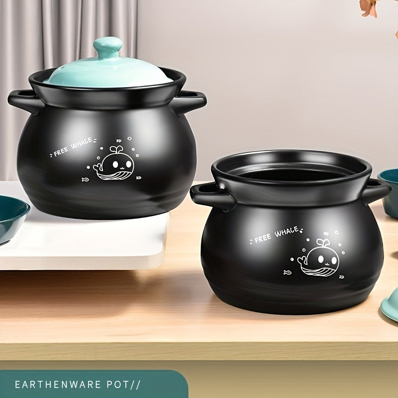 Qora Katta Baliq Keramika Sekin Pishirgich, Issiqlikka chidamli qumqoʻy, Gaz pechka bilan mos keladi