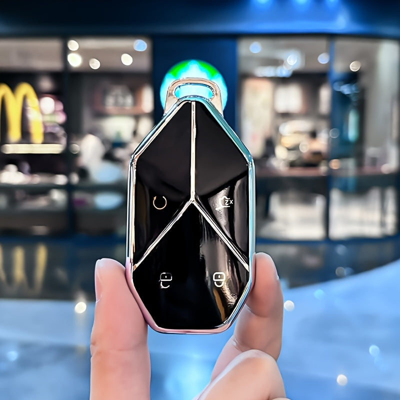 Universal Car Key Holder Leather Keychain for SUV and Sedan Black