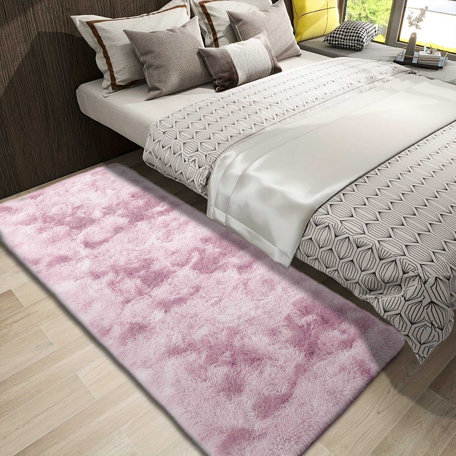 Soft Shaggy Tie-Dye Area Rug, Indoor, 70x70cm, Machine Washable