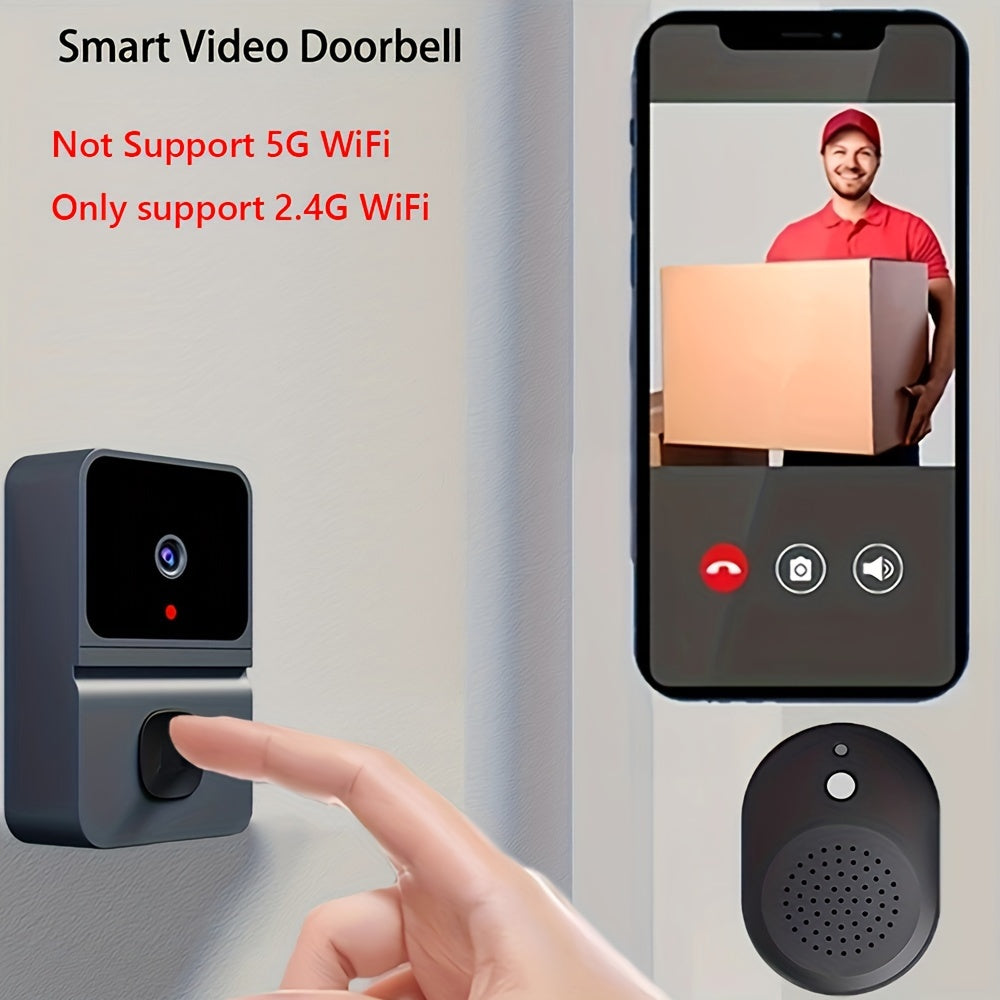 Wireless Video Doorbell with Wi-Fi Remote Intercom Battery Powered Wall Mount