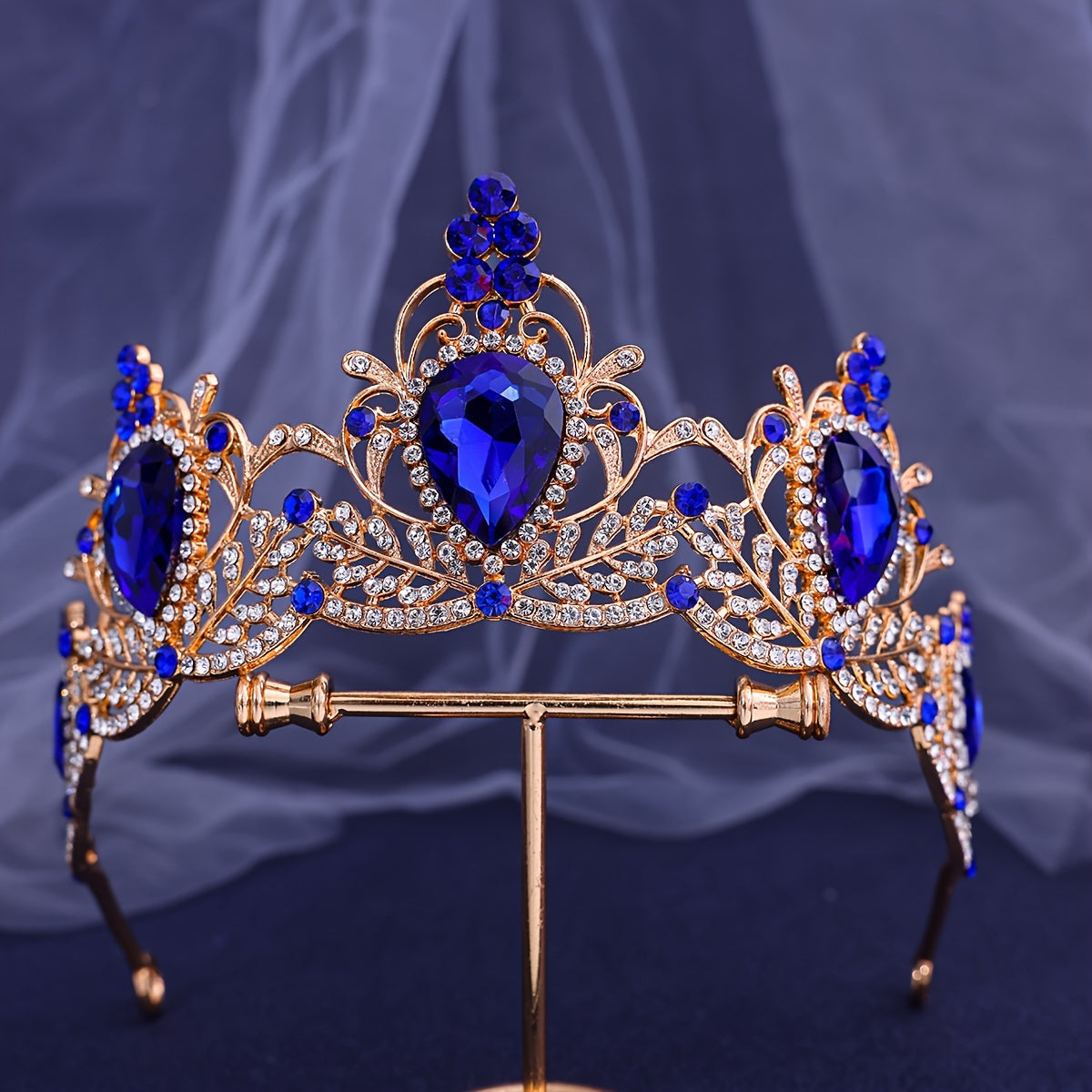 Baroque Style Crown Tiara with Rhinestones for Princesses and Queens Wedding Hair Accessory