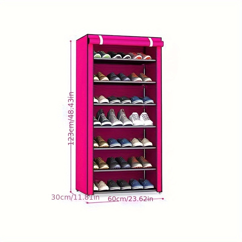 7-Tier Waterproof Metal Shoe Organizer with Zipper for Entryway Bedroom
