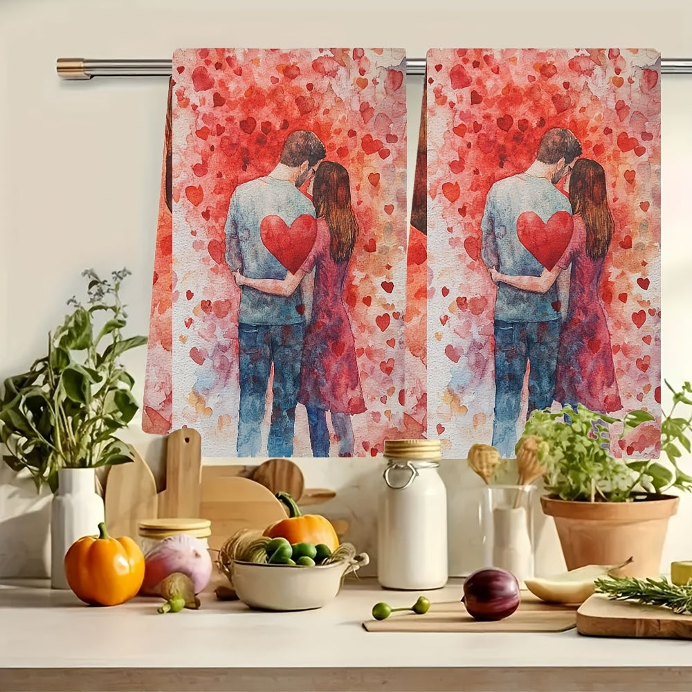 Set of 2 Ultra Soft Kitchen Towels 16x24 Inches Highly Absorbent Dish Hand Towels
