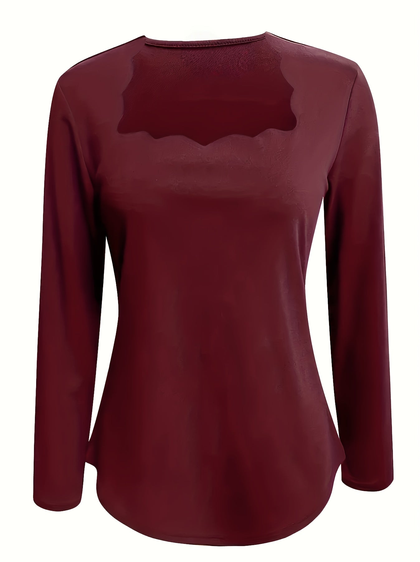 Plus Size Women's Black Ruffled Long Sleeve Top Casual Stretchy Fall Winter