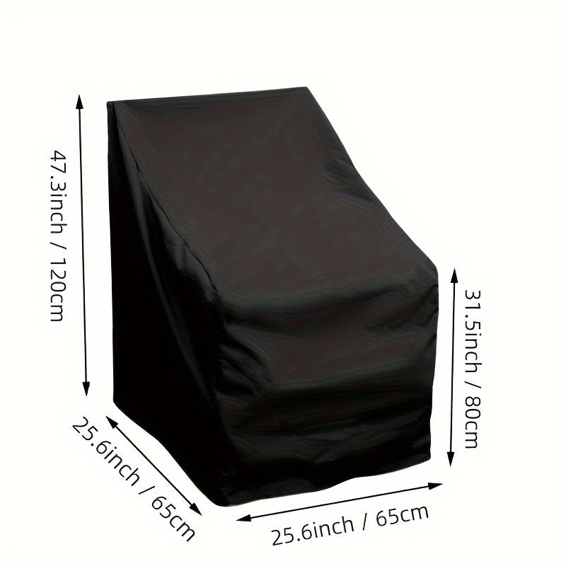 Heavy-Duty Waterproof Patio Chair Cover Black 210D Oxford Wind UV Resistant