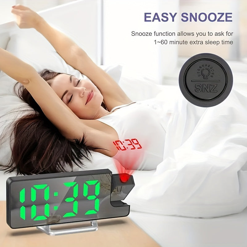 Digital Alarm Clock with Projection and Temperature Display USB Powered Plastic Frame