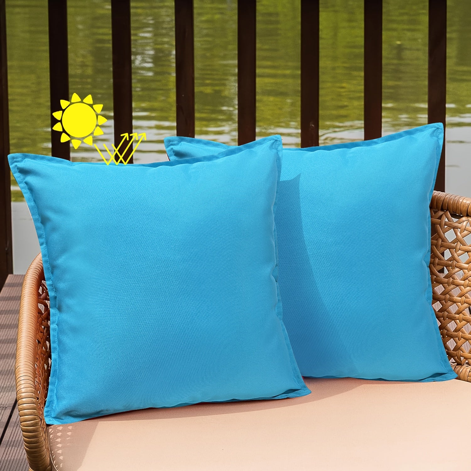 Green Outdoor Cushion Covers 2 Pack Zipper Polyester for Patio Garden Furniture