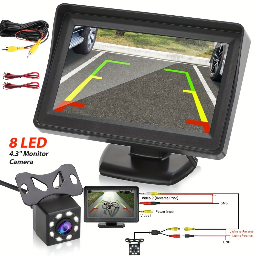 Rearview Car Backup Camera HD Night Vision 10.92cm Monitor Wide Angle