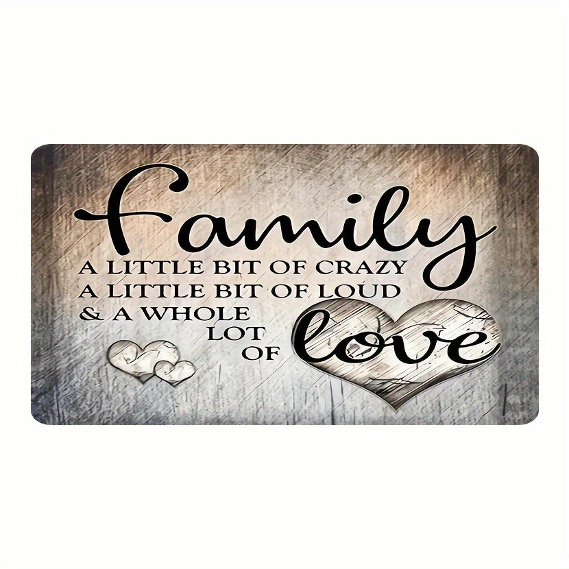 Qo'l bilan tayyorlangan polyester eshik matosi - sirpanmaydigan, yuvilishi mumkin va yumshoq dekorativ mato, oilaviy iqtibos bilan. Uzoq muddatli ichki kirish gilami, yashash xonasi va oshxona uchun - yurak naqshlari bilan qora yog'och dizayni.